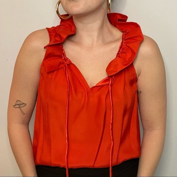 Orange Ruffled Annie Griffin Kay Top - Picture 7 of 7